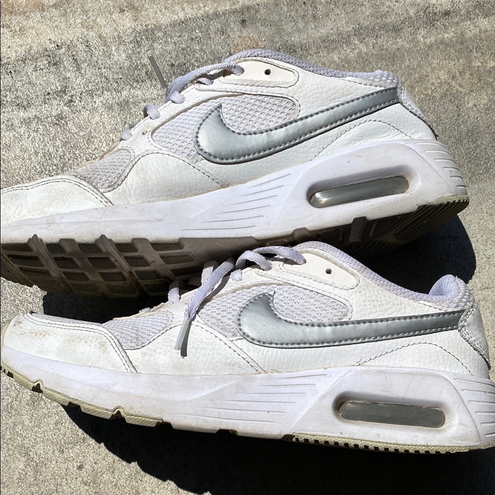 Nike Air Max White and Silver Sneakers